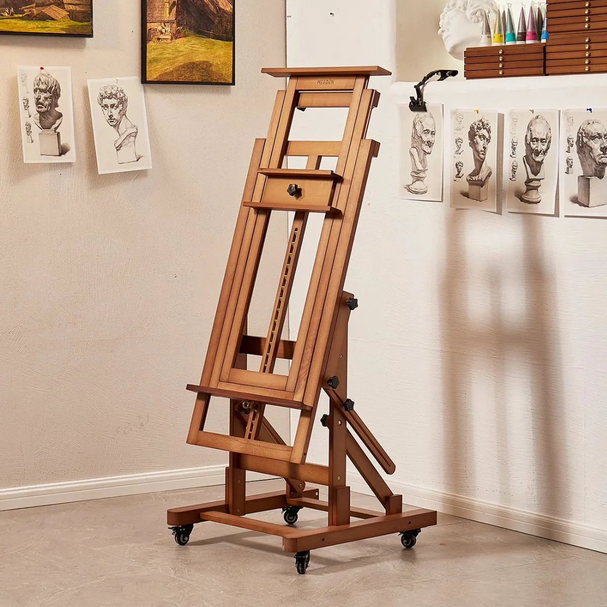 Trönur - Taka striga upp að 195 sm - Multifunction Easel Walnut - smámynd 2