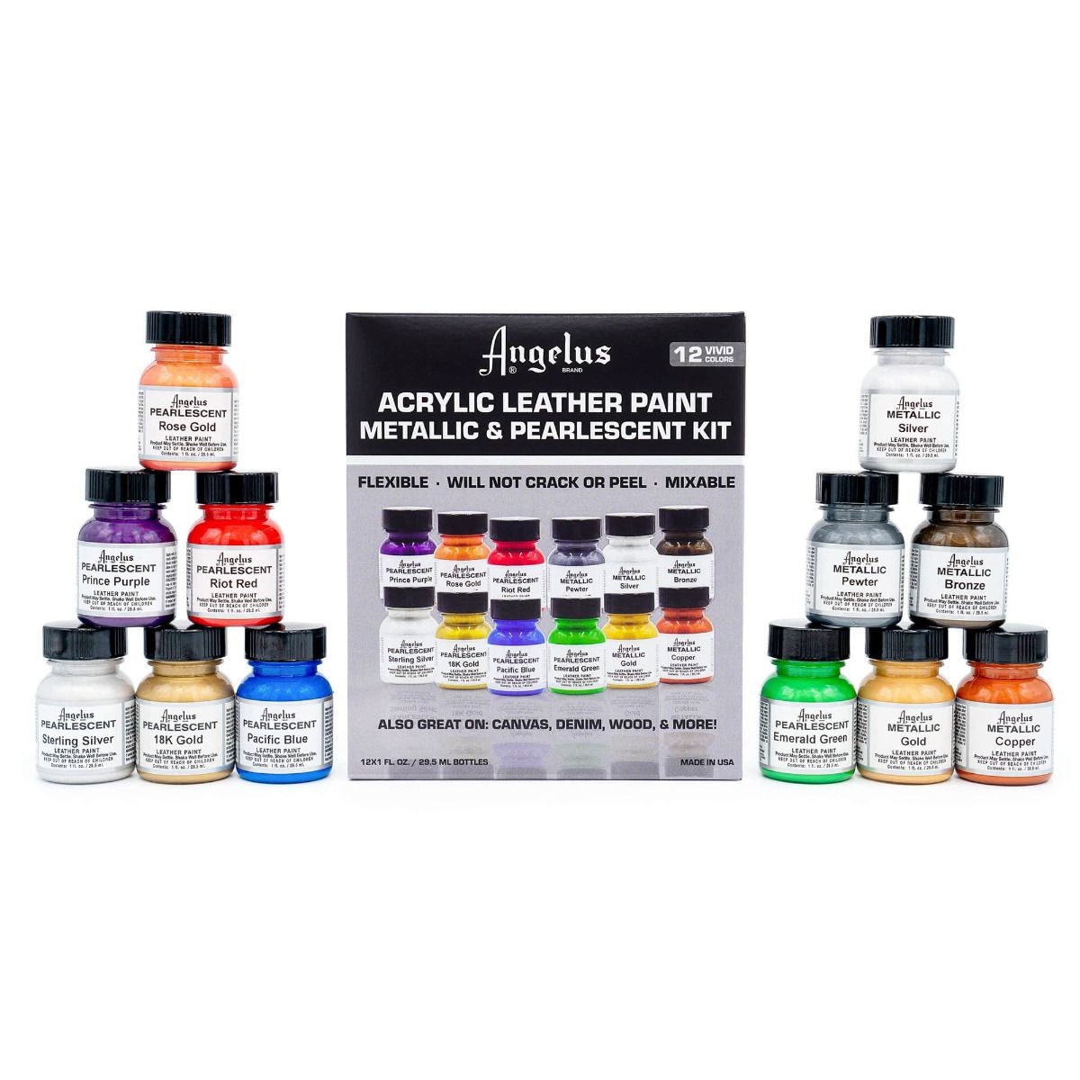 Pearlescent and Metallic Paint Kit - 12 Colors