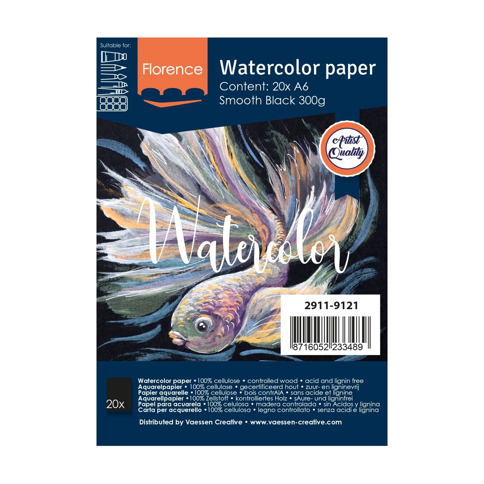 Watercolour Paper A6 Smooth Black 300g – 20 sheets