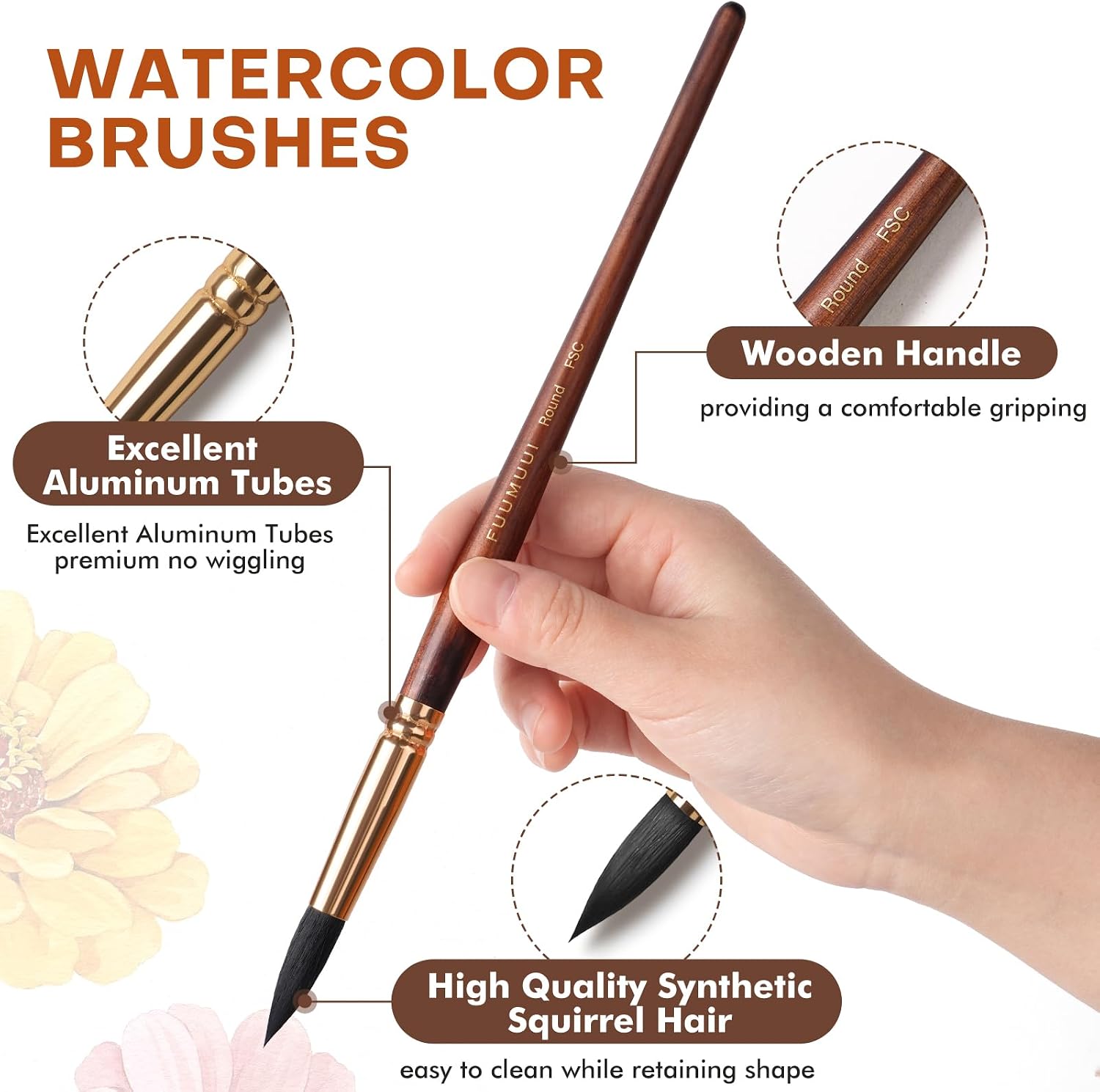 Fuumuui Professional vatnslitapenslar – 10 stk sett - 4