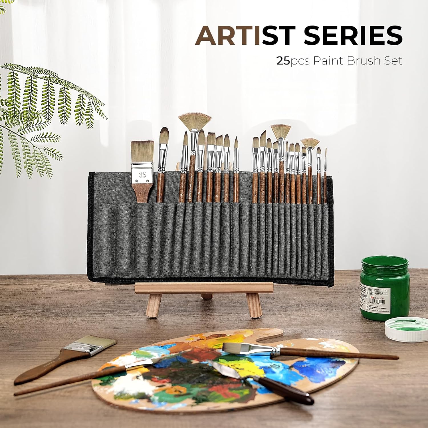 Fuumuui Artist Series 25pcs Paint Brush Set with Palette Knife & Canvas Roll - 2