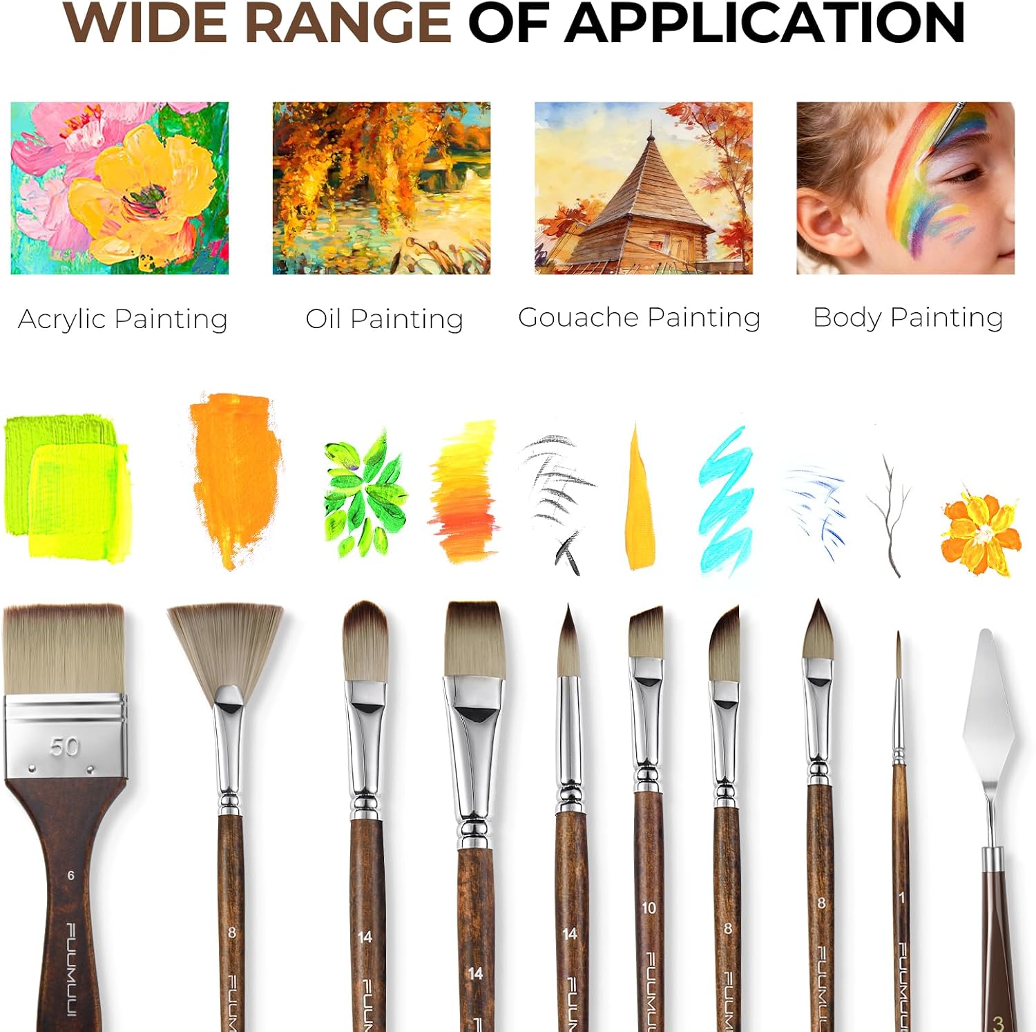 Fuumuui Artist Series 25pcs Paint Brush Set with Palette Knife & Canvas Roll - 9