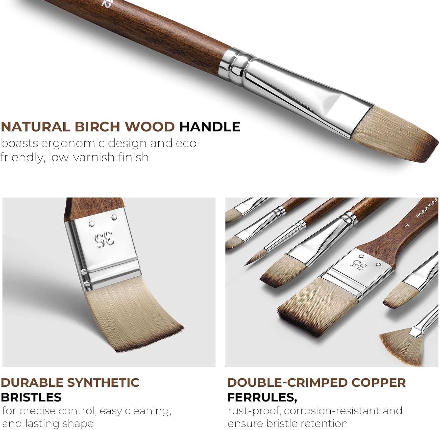 Fuumuui Artist Series 25pcs Paint Brush Set with Palette Knife & Canvas Roll - 4