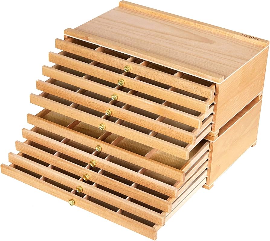 Meeden 10-Drawer Wood Storage Box – Dökkvalhneta