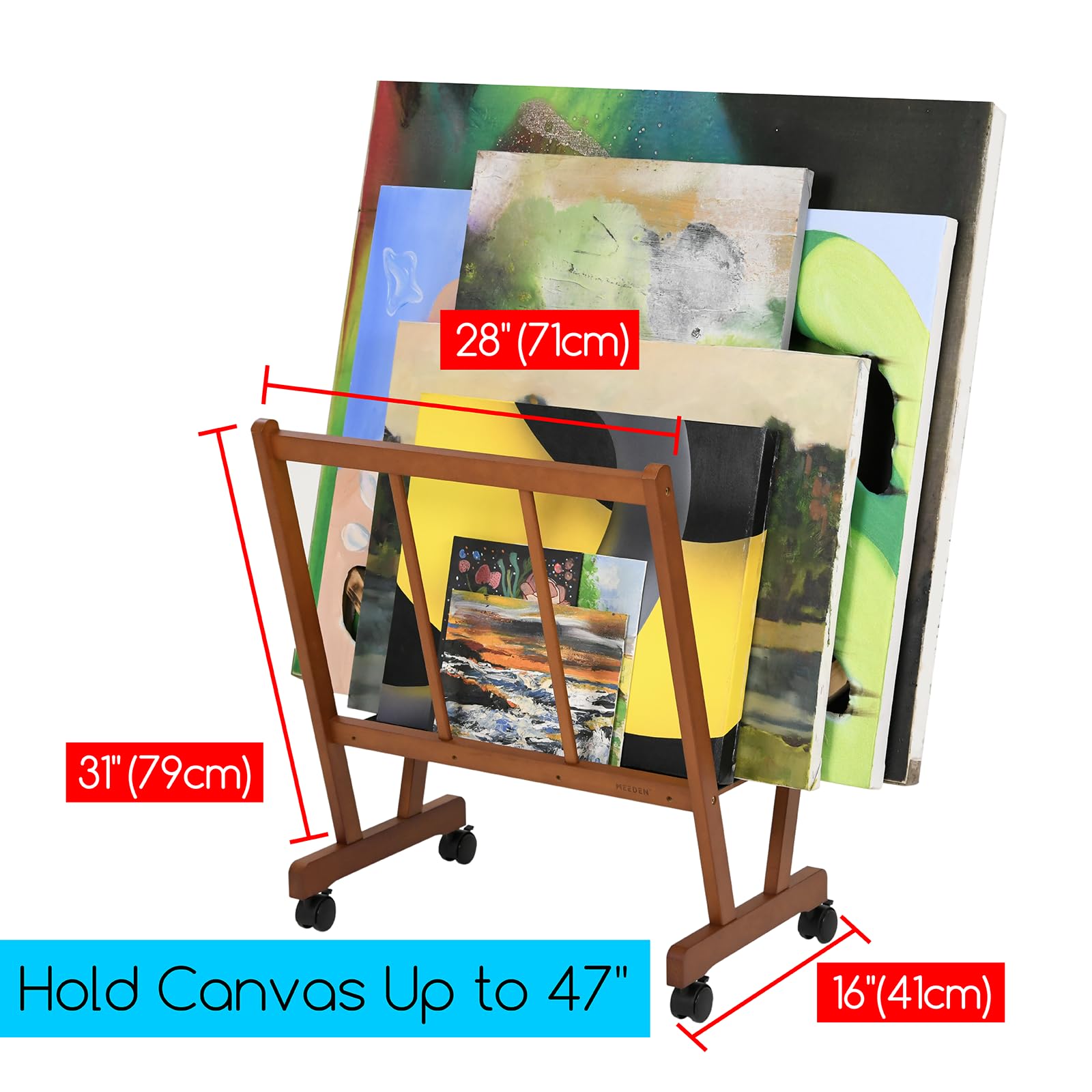 Meeden Large Print Rack with Castors – Ljós valhneta (beyki)