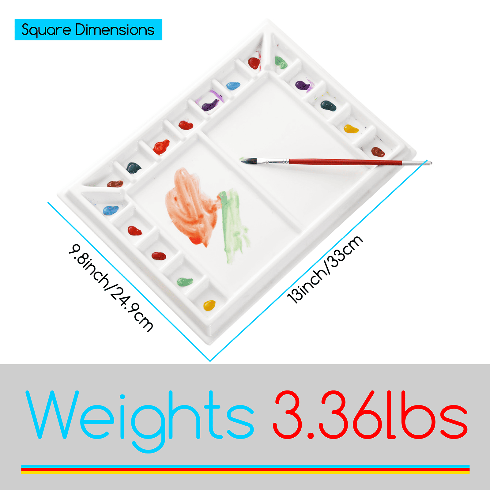 Meeden Keramik Paletta – 17 hólf – 33x25x2,5 cm - smámynd 2