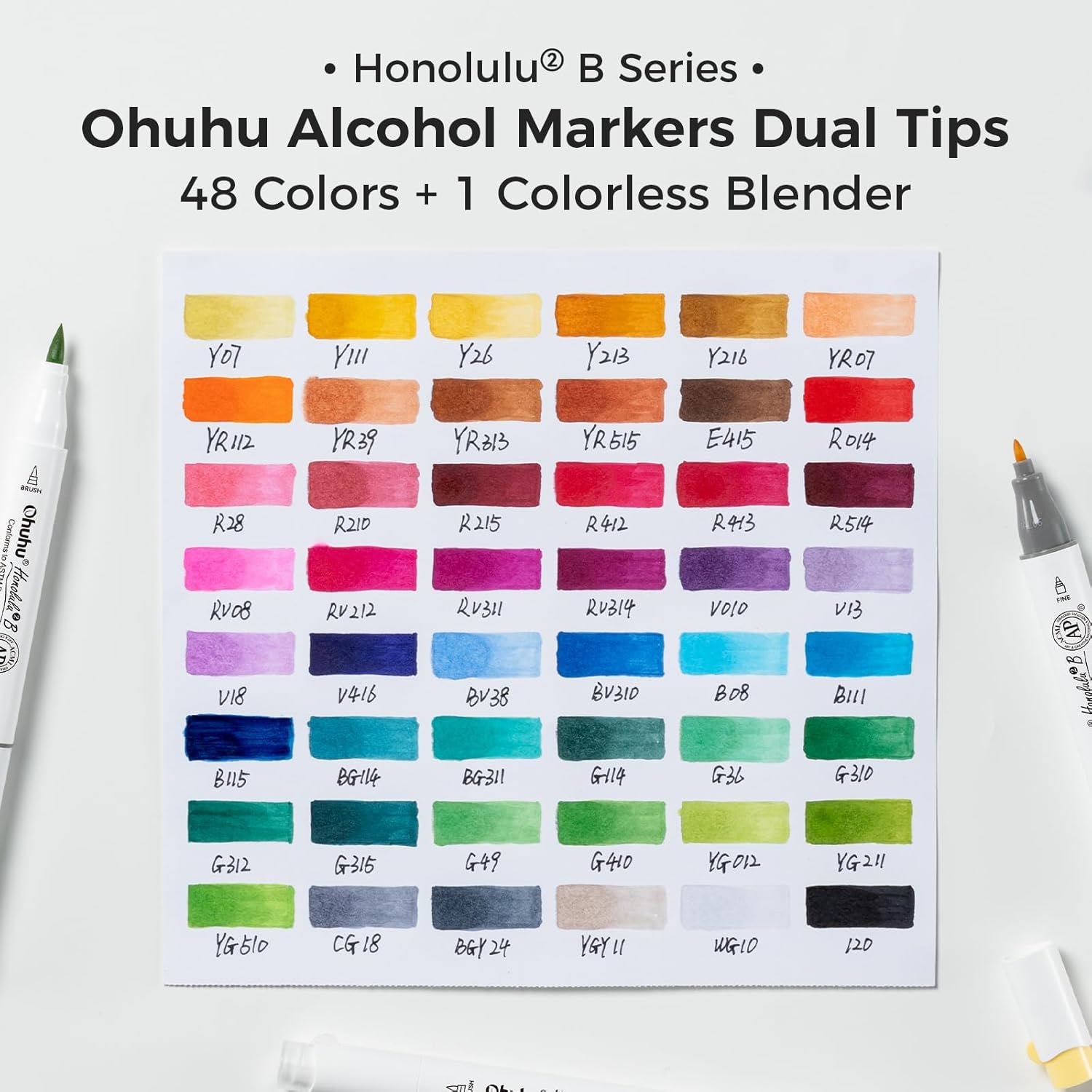 Ohuhu Alcohol Markers Brush & Fine Tip – Honolulu² B – 48 litir - smámynd 2