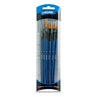 Penslasett - Derivan Golden Synthetic Black Ferrule 6 stk