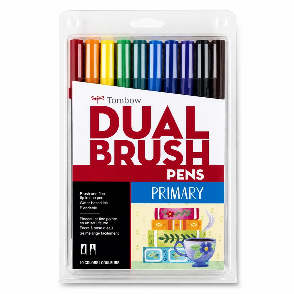 Tombow Dual Brush Pen 10 lita sett – Primary