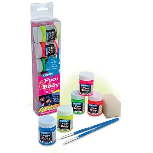 Neon málning - Rave - Black Light - Andlitsmálning - sett -