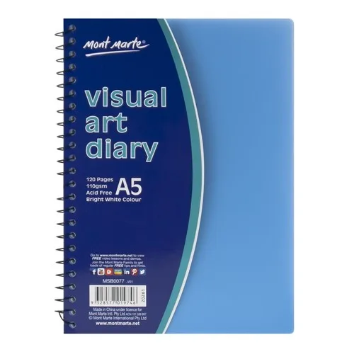 Visual Art Diary PP Coloured Cover A5 margir litir