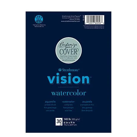 Vision Watercolor Paper Pads, 22,5 x 30 sm - 30/Sht. Glue Bound