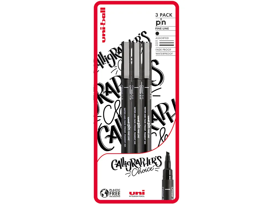 Uni Pin Fineliner Skrautskrift Sett 3stk
