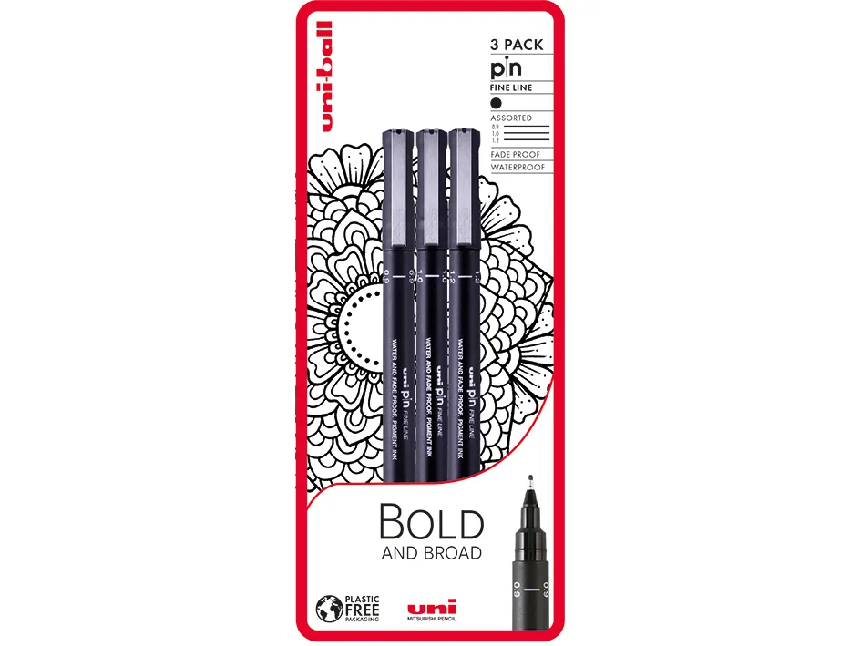 Fineliner sett 3 stk, Bold and Broad