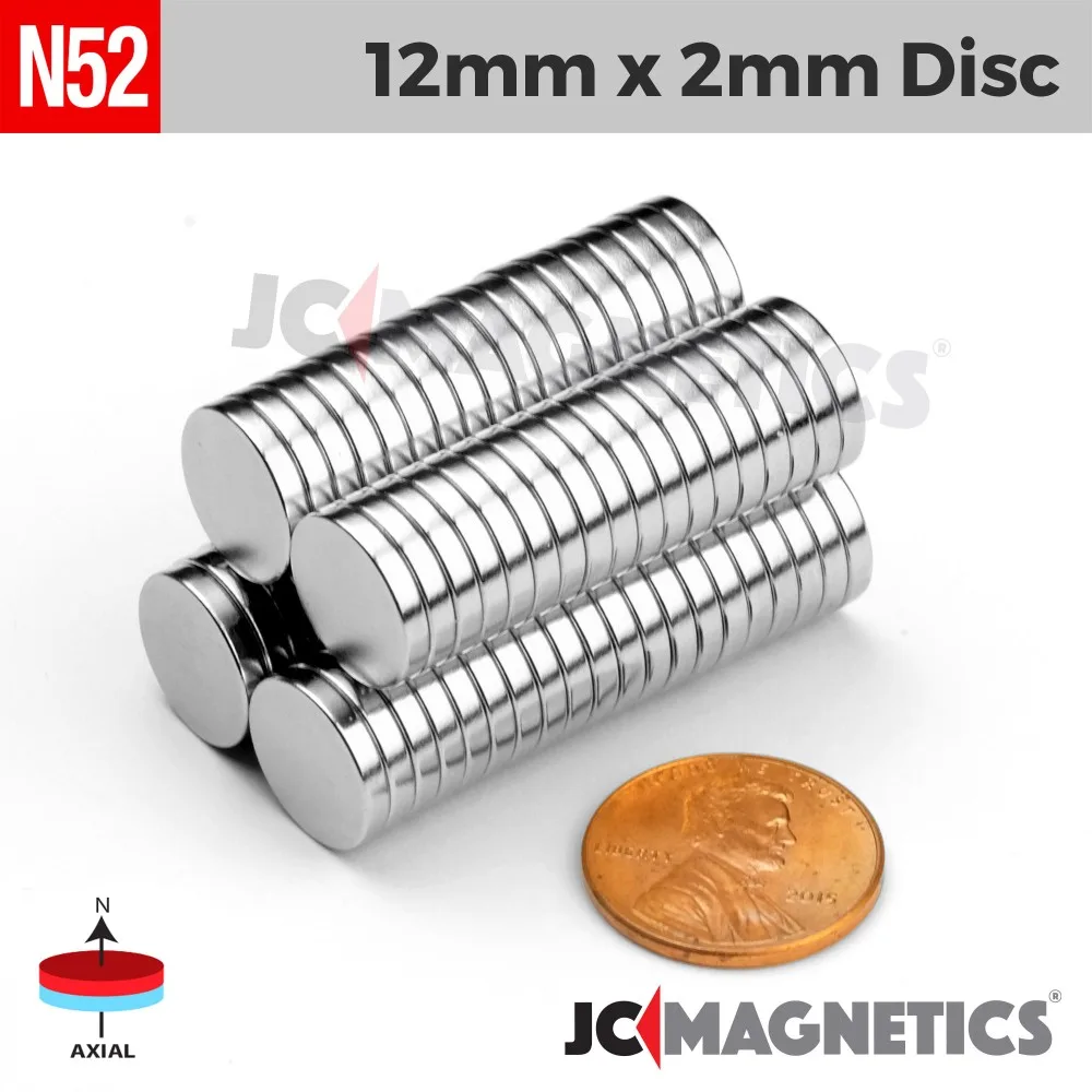 Seglar 12 x 2 mm N52 – Kraftmikill Neodymium Segull