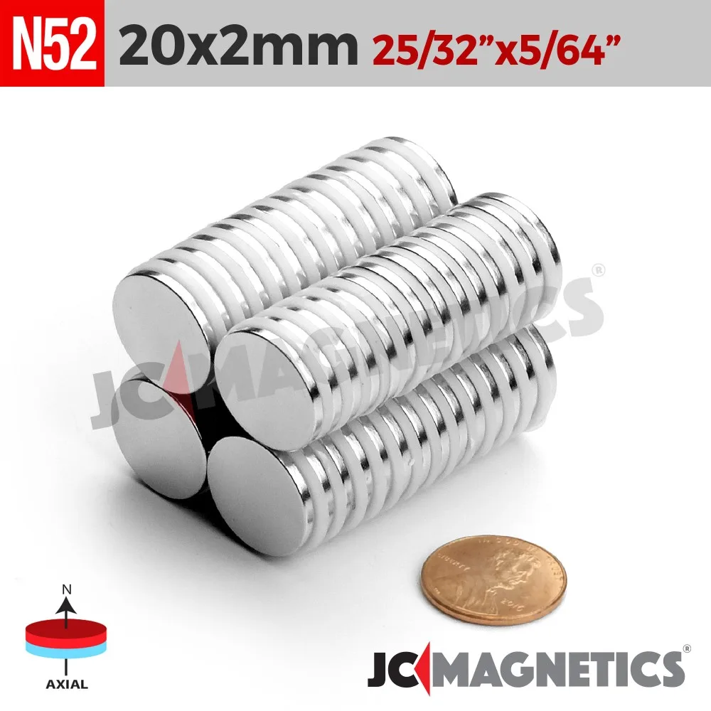 Seglar N52 20 x 2 mm – Öflugir Neodymium seglar