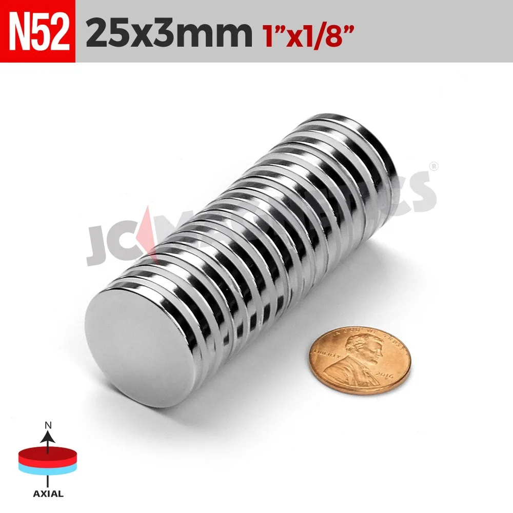 Seglar N52 25 x 3 mm – Ofursterkar Neodymium skífur