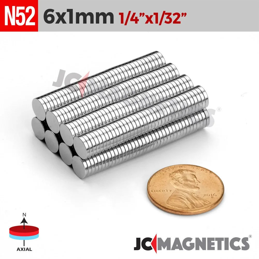 Seglar N52 6 x 1 mm – Ofursterkir Neodymium seglar