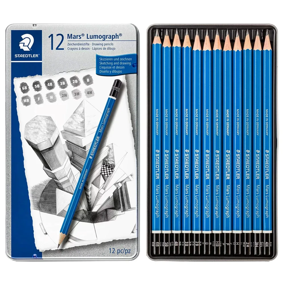 Staedtler Mars Lumograph Pencils 12 pc. Metal Box
