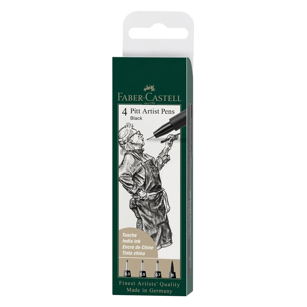 Pitt Artist Pens 4 stk - Svart India Ink