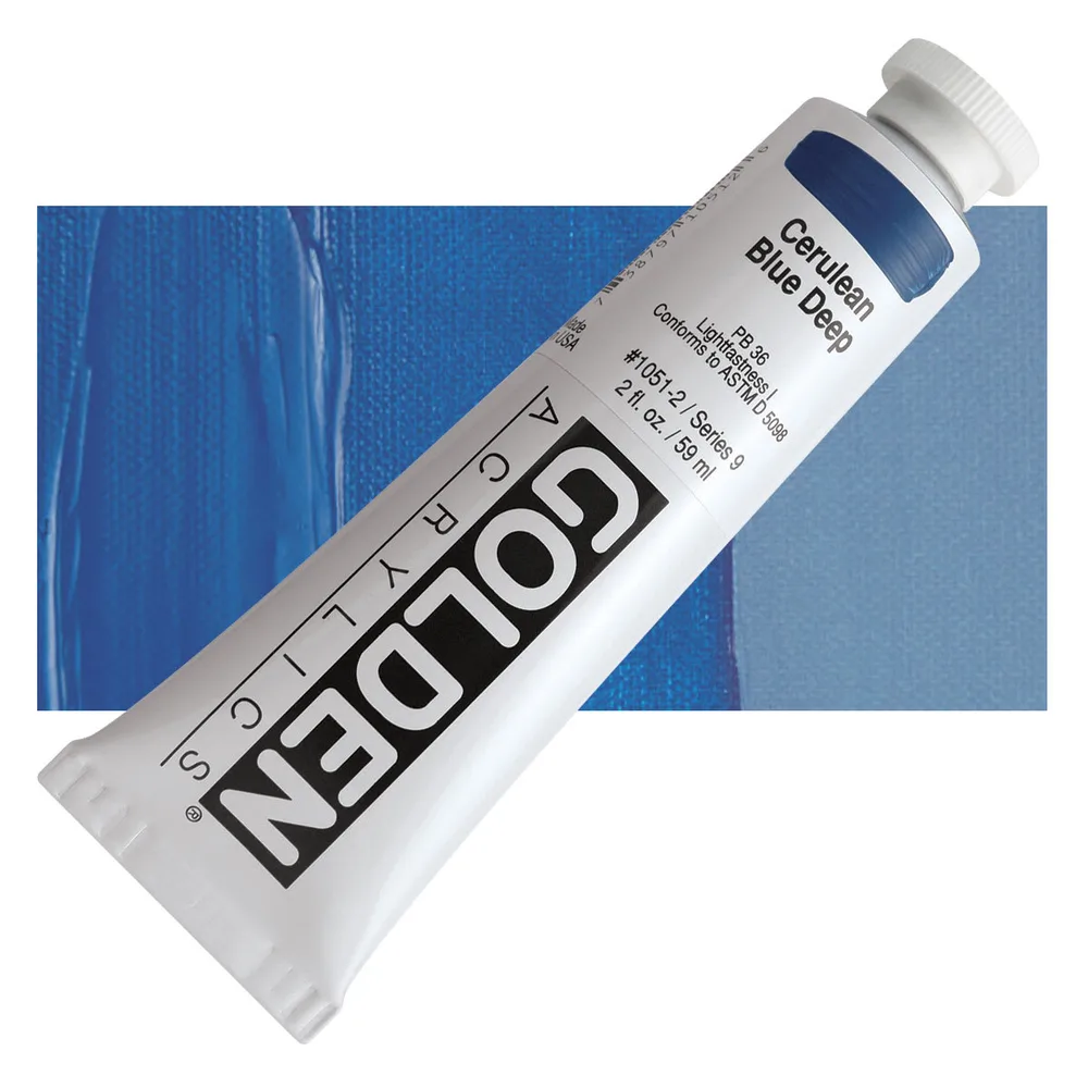 Golden Heavy Body Acrylic Litir 59 ml - Cerulean Blue