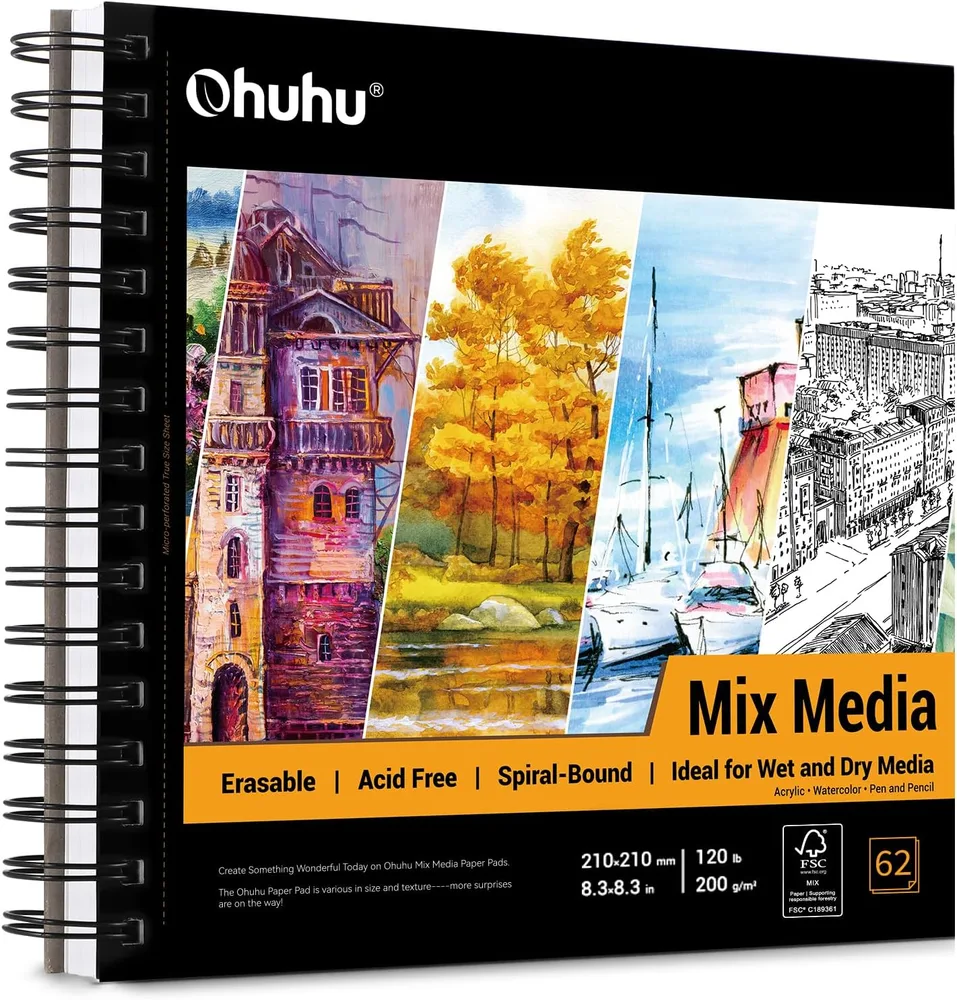 Ohuhu Mix Media Pad – 21x21 sm – 62 blöð – 200 g/m²