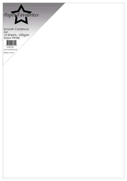 Pappír Smooth Cardstock A4 – Snow White 230 g, 10 blöð