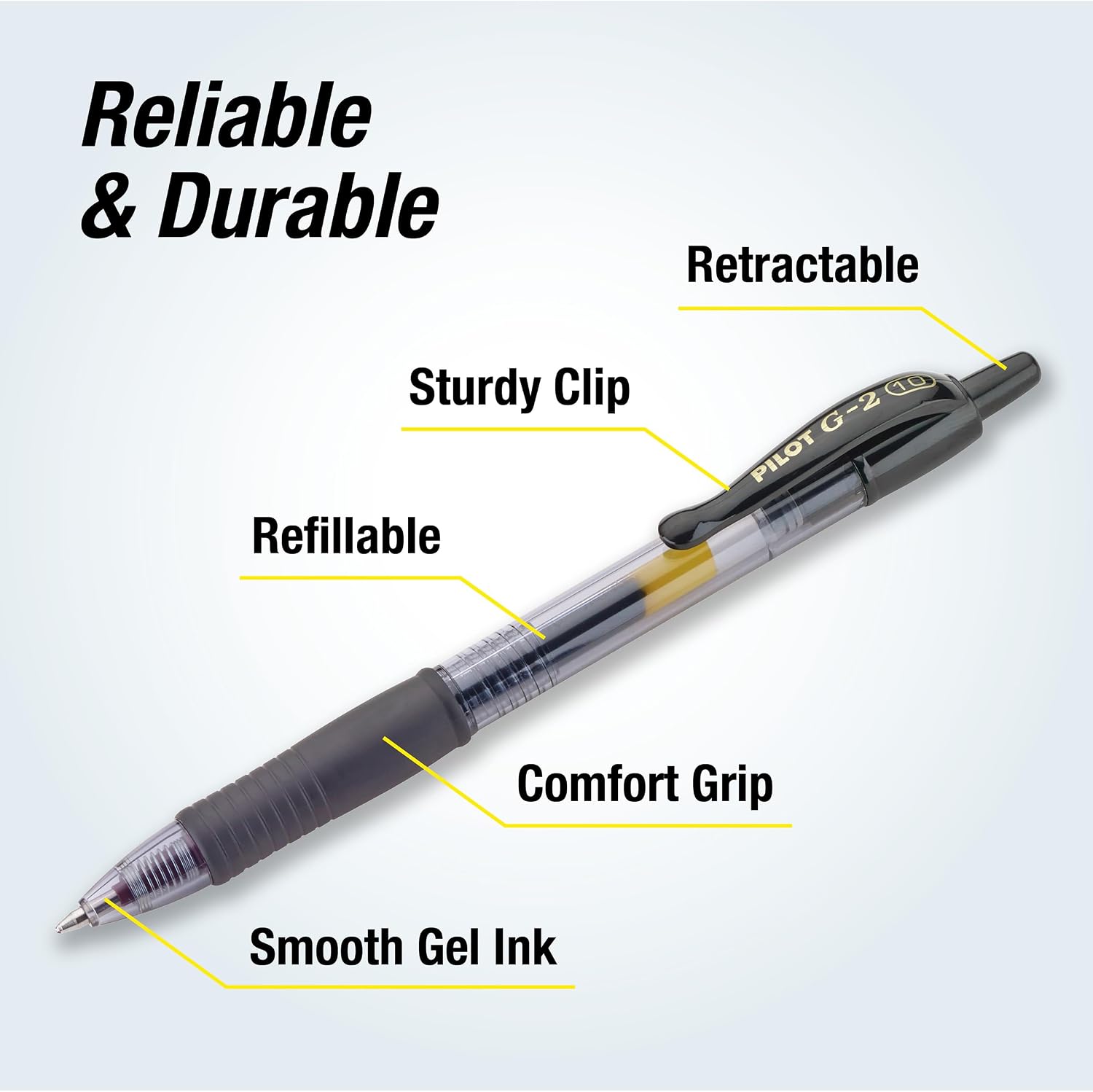 Pilot G2 Gel Penni – Bold 1.0 mm – Svartur – 2 stk - smámynd 3