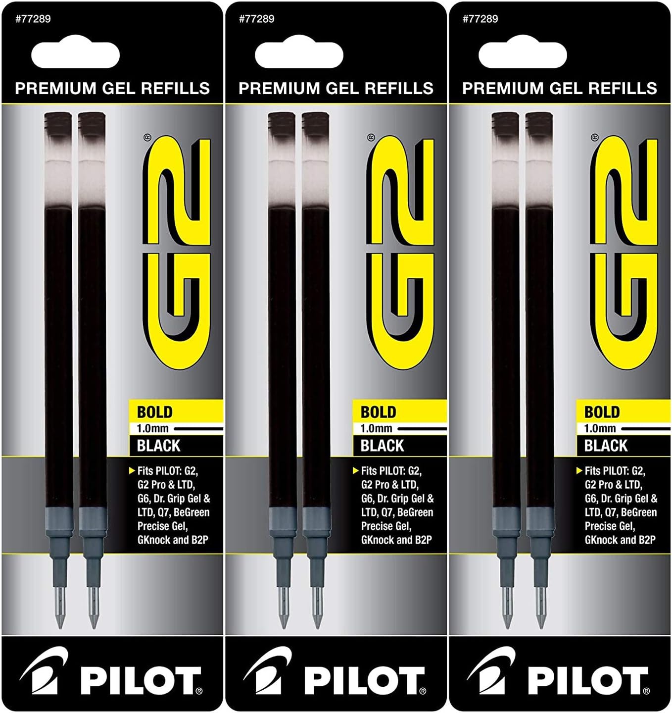 Pilot G2 Gel Ink Refill – Bold 1.0 mm – Svartur – 2 stk
