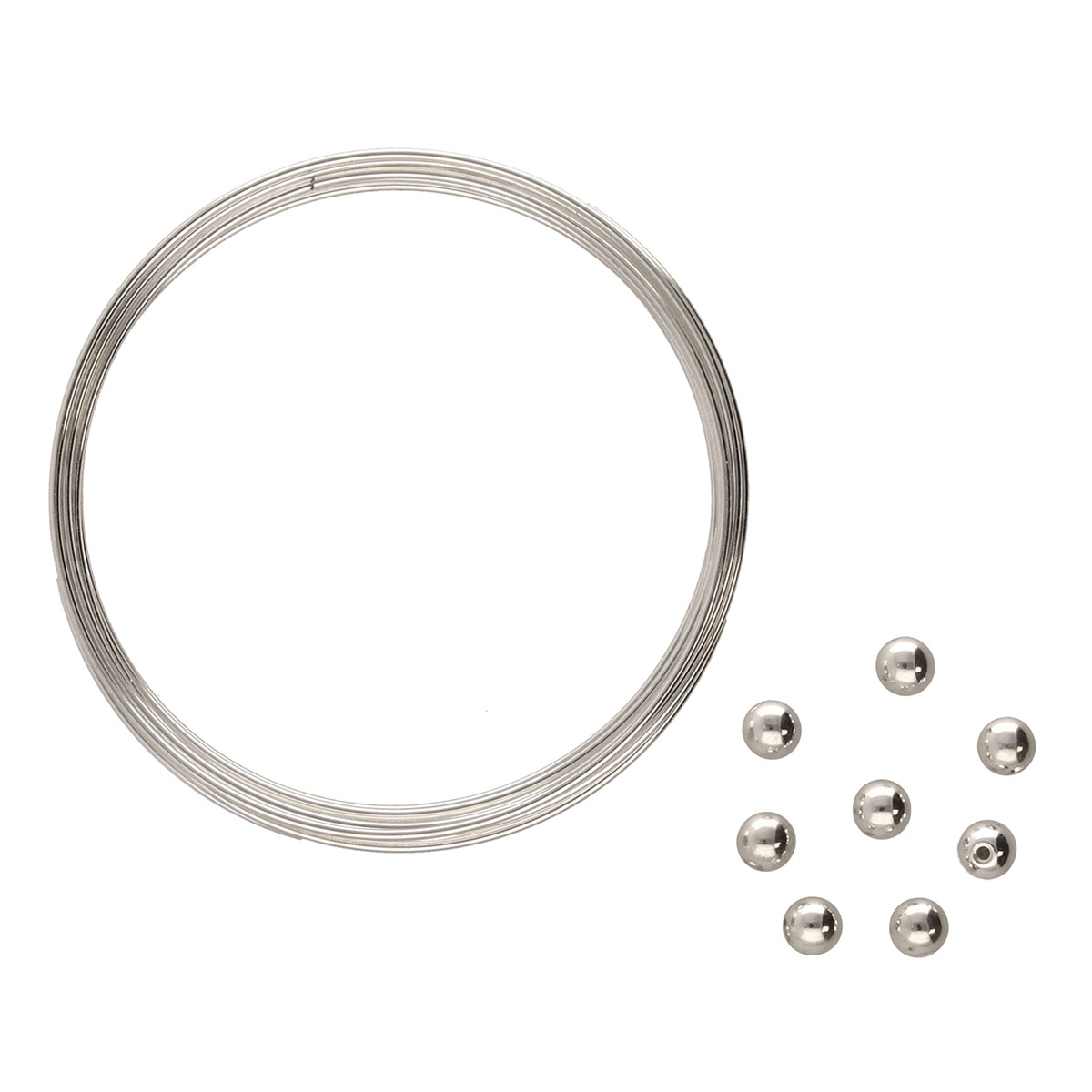 Beadsmith Basic Elements Memory Wire Silver 1mm Thick 2.25in 12 Rings + 5mm End Caps 8/bg 19GA