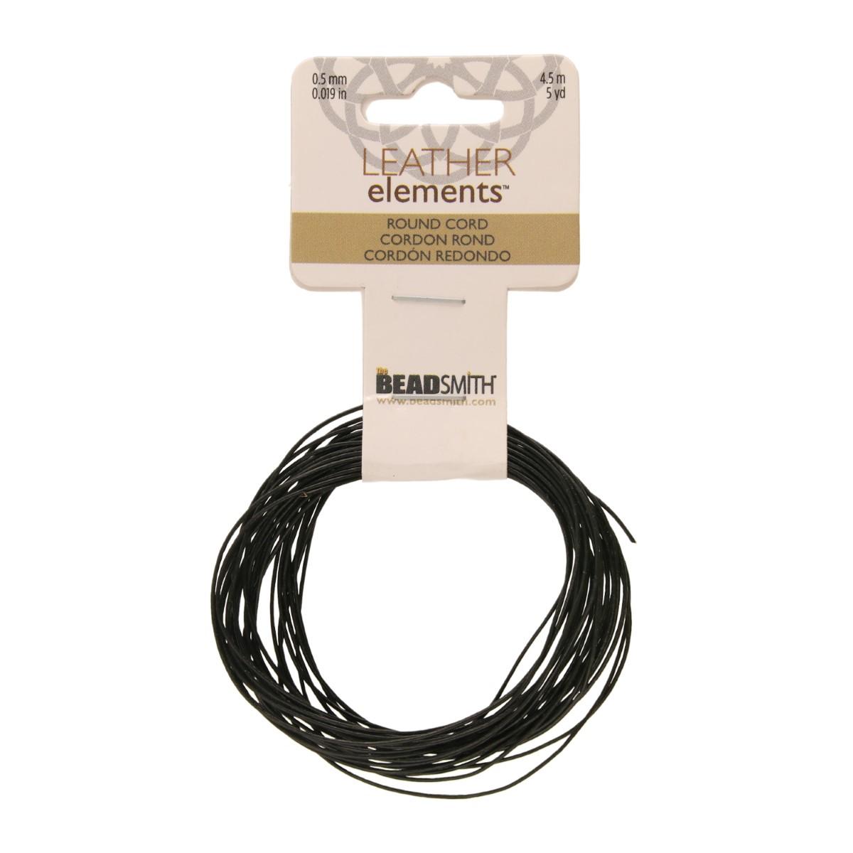 Leather Cord Black 0.5mm - 5 yards