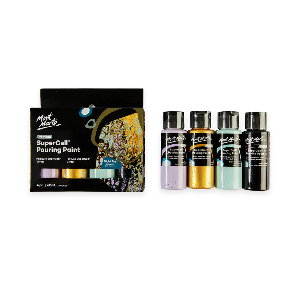 SuperCell Pouring Paint Set Premium 4pc x 60ml (2 US fl.oz) - Night Sky