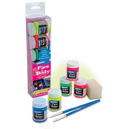 Neon málning - Rave - Black Light -  Andlitsmálning - sett -