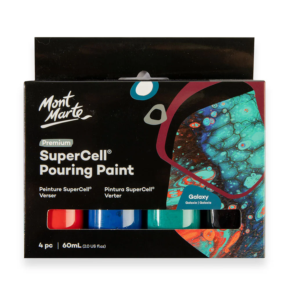 Pouring Acrylic Paint Set Premium 4pc x 60ml (2 US fl.oz) - Galaxy