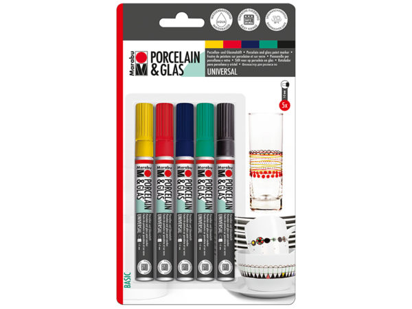 Tússpennar fyrir postulín og gler 5 stk