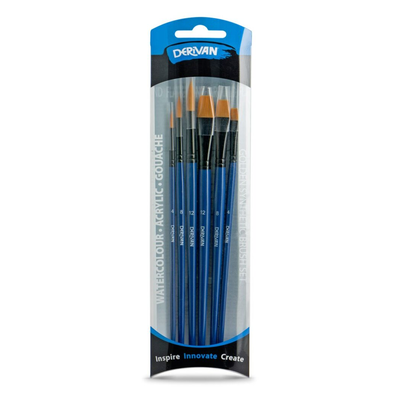 Penslasett - Derivan Golden Synthetic Black Ferrule 6 stk