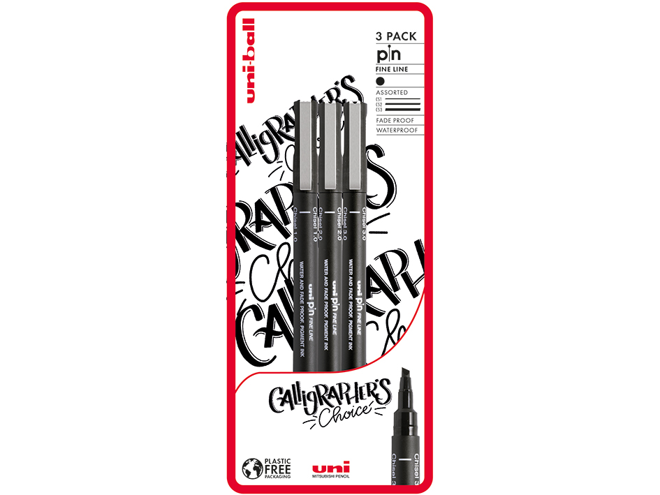 Uni Pin Fineliner Skrautskrift Sett 3stk